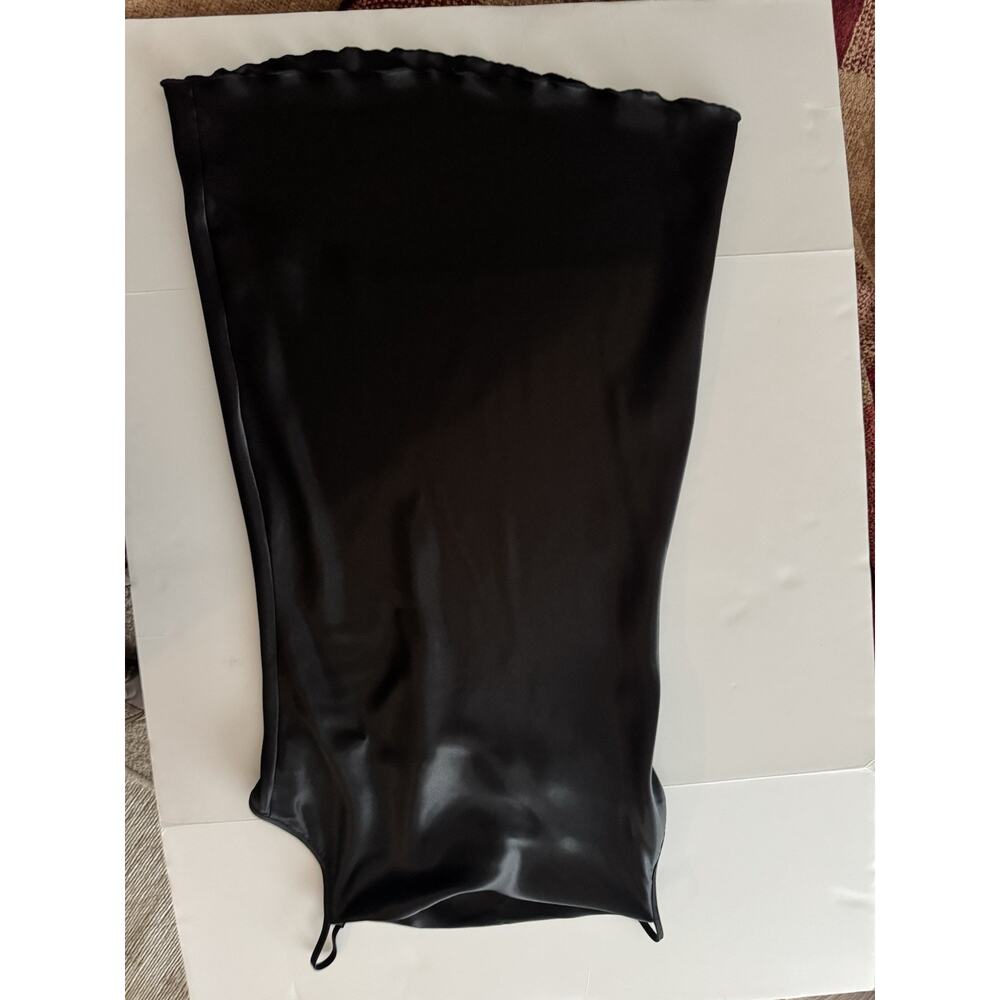BEBE Black Satin‎ Cowl Neck Slip Mini Dress Women’s Large Y2K New - Picture 5 of 13